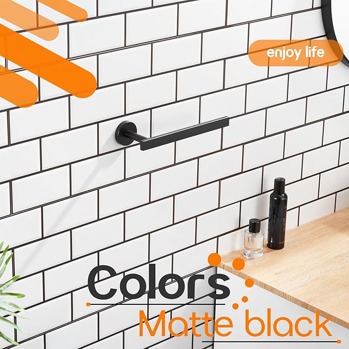 Hand Towel Rings Matte Black Bathroom Towel Holder Modern Small Bath Towel Bars Stainless Steel Wall Mount AN3001MB