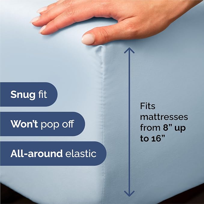 Split King Size 5 Piece Sheet Set - Comfy Breathable & Cooling Sheets - Hotel Luxury Bed Sheets for Women & Men - Deep Pockets, Easy-Fit, Soft & Wrinkle Free Sheets - Sky Blue Oeko-Tex Bed Sheet Set