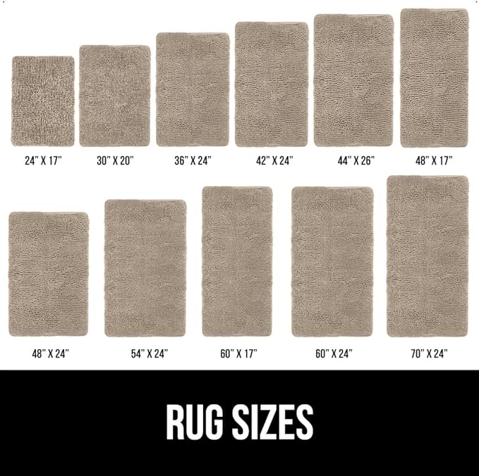 GORILLA GRIP Bath Rug Mat 48x17, Thick Absorbent Chenille, Quick Dry Microfiber Mats, Rubber Backing Washable Shower Floor Rugs, Bathmat Runner, US Designed Bathroom Home Decor Accessories Gray Beige