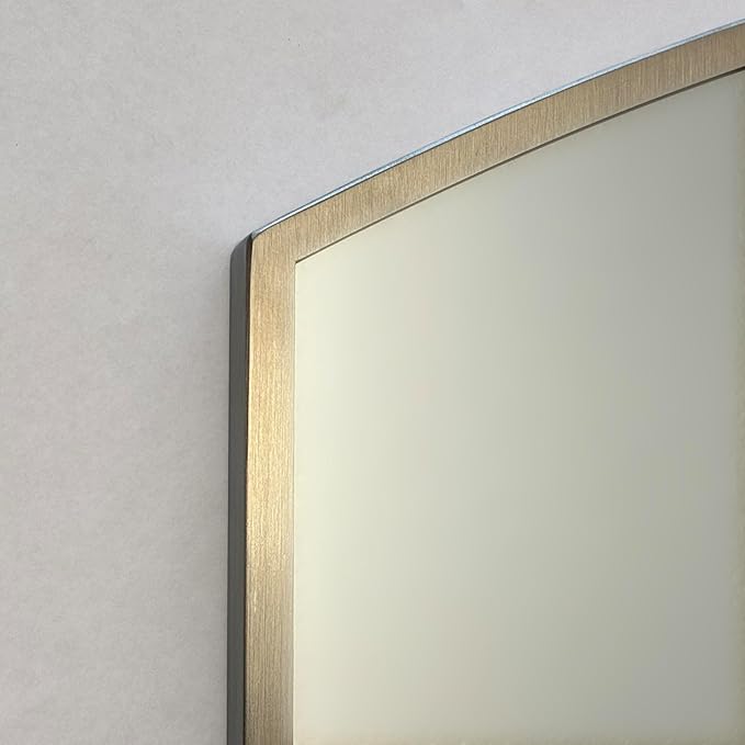Harper Crescent Wall Mirror 24”x36” Over Sink Bathroom Mirror, Tempered Glass “Silver” Vanity Mirror, Great for Hallway/Entryway/Bedroom, Hangs Horizontal/Portrait/Vertical/Landscape, Brushed Nickel