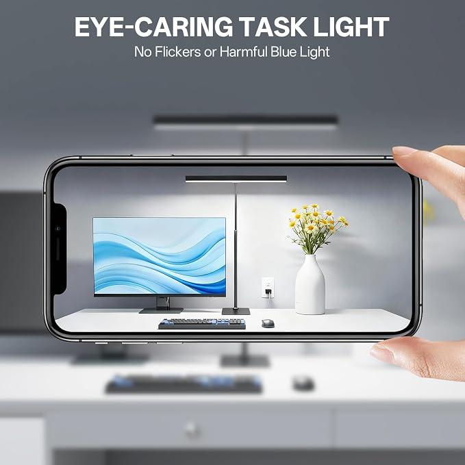 Kary LED Desk Lamp with Base,Eye-Care Architect Light for Home Office,12W Task Lamp with Adjustable Flexible Gooseneck USB Adapter Touch Control 5 Dimmable Color & Brightness Tall Lamp for Work,Study