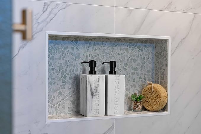 Rectangular Resin Dispenser Premium Bathroom Shampoo Conditioner Body Wash Bottle Modern Refillable Pump Design