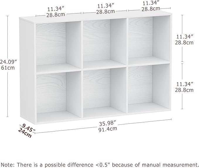 6 Cube Storage Organizer, Wooden Cube Shelves with Closed Back Panel, Reversible Bookcase, Cubes Closet Organizer for Home, Living Room, Kids Room, Office, Bedroom, Study, Hallway
