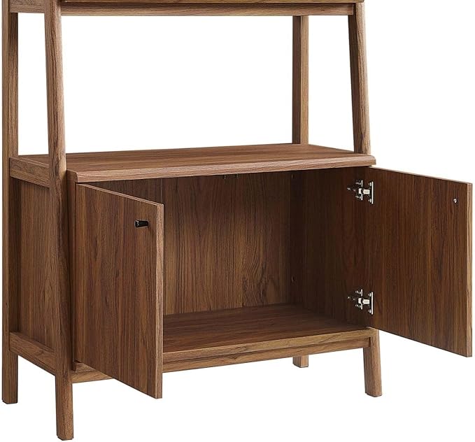 Modway 33" Bookshelf Display Case in Walnut