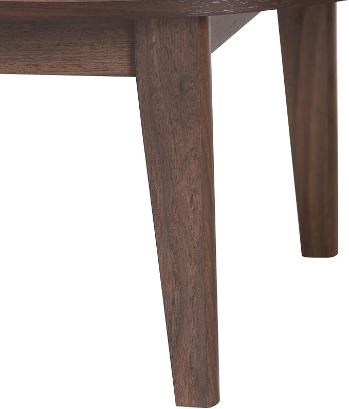 Baxton Studio Hayes Wood Writing Desk - Mid-Century Modern Oval Desk with Locking Drawer and Sliding Tambour Doors for Office or Home