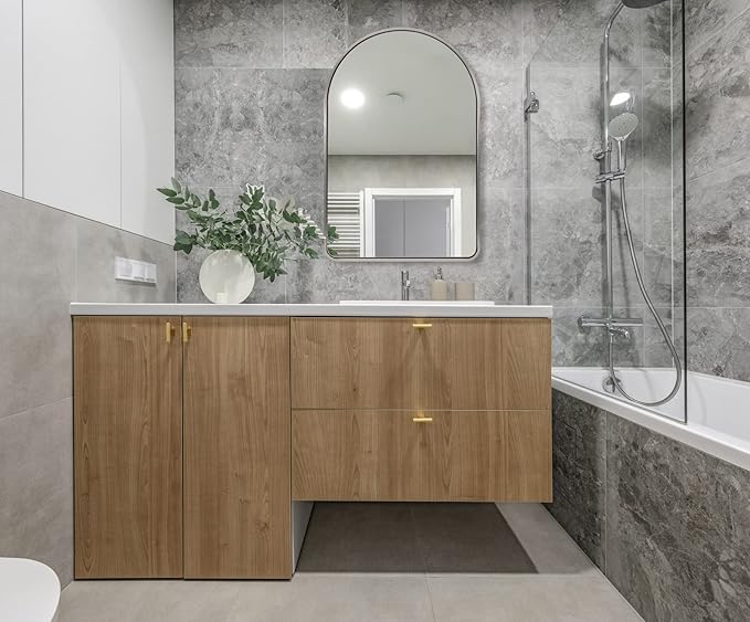 Andy Star Brushed Nickel Arched Mirror, 20x30 Arch Mirror, Brushed Nickel Bathroom Mirror, for Vanity,SUS304-Anti-Rust, Tube Frame, Wall-Mounted Vertical 1’’ Deep