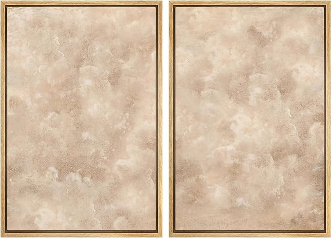 MUDECOR Framed Canvas Print Wall Art Neutral Abstract Minimalist Beige and Cream Tones Illustrations Modern Art Decorative Bohemian Colorful Chic for Living Room, Bedroom, Office - 24"x36"x2 Natural