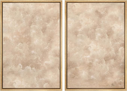 MUDECOR Framed Canvas Print Wall Art Neutral Abstract Minimalist Beige and Cream Tones Illustrations Modern Art Decorative Bohemian Colorful Chic for Living Room, Bedroom, Office - 16"x24"x2 Natural