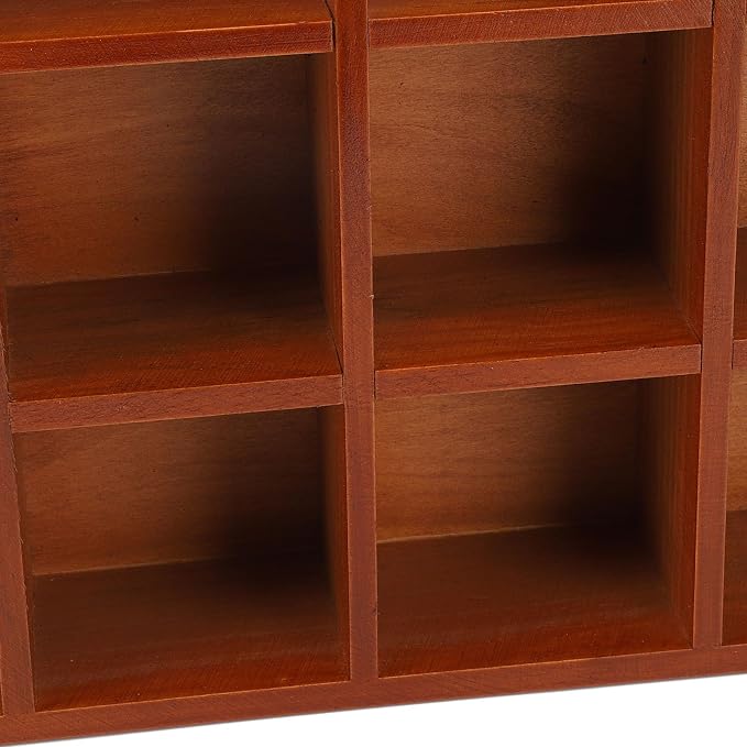 Solid Wood Desktop Organizer, with glossy edges 12 Storage Compartments for Home Office Farmhouse Design