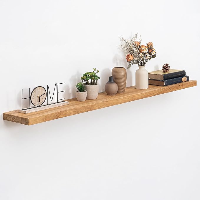 Extra Deep 55" Long Rustic Solid Wood Floating Shelves for Wall, Wall Shelves with Invisible Bracket for Living Room Bathroom Bedroom Kitchen, Set of 1, Walnut