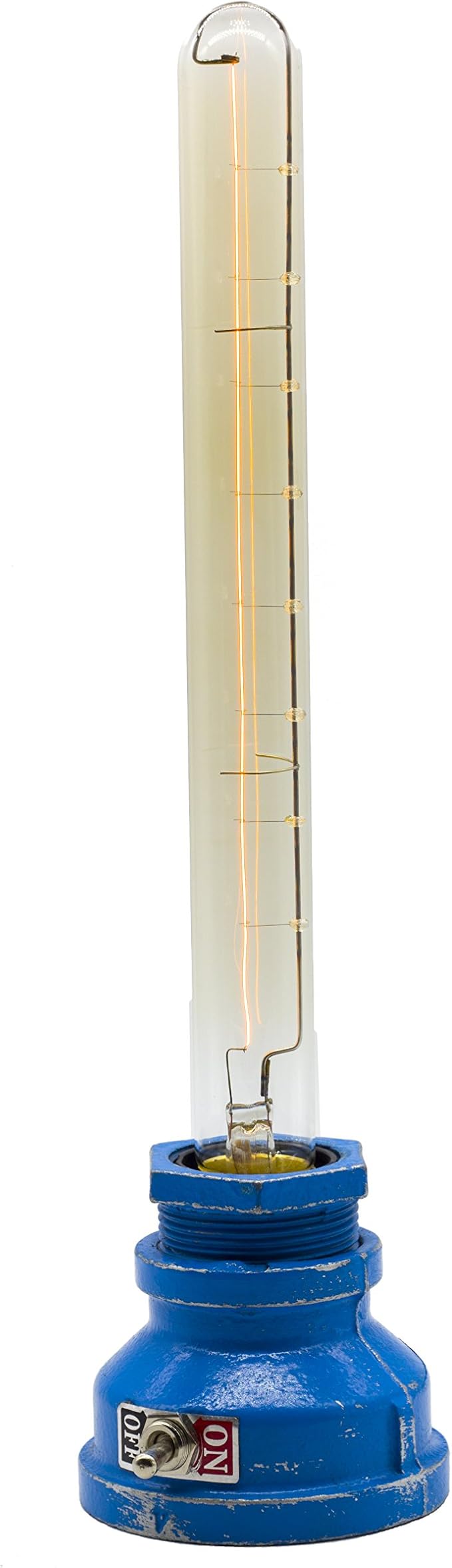 Loft Style Lamp, Corporal Blue Steampunk Industrial Vintage Style, Water Pipe Table Desk Light with Dimmer, Aged Rustic Metal (Blue) Replace The Bulb with dimmable Bulbs only