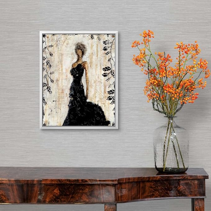 CANVAS ON DEMAND Dark Beauty White Float Framed Canvas Wall Art Print by Erin Ashley, Abstract, Contemporary, Figurative, Glam, Home Decor, Woman, Trendy Artwork, 11" x14in