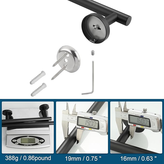 SAYAYO Black Towel Bar for Bathroom, Towel Rack Wall Mounted 31.5 Inch, Towel Rod Towel Holder SUS304 Stainless Steel (Hanging Length 29-Inch)