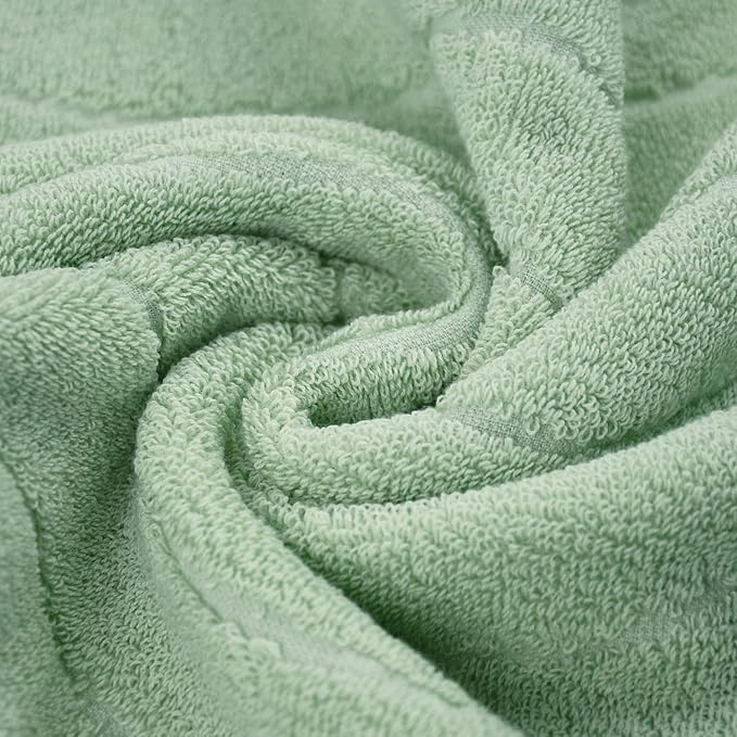 Jacquotha Hand Towels 2 Pack - Sage Green Wavy Striped Hand Towels for Bathroom, 100% Natural Cotton Soft Absorbent Decorative, 13x29 Inches