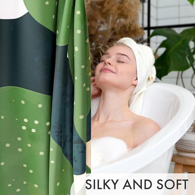 AmazerBath Boho Shower Curtain, 72x72 Washable Cloth Sage Cactus Shower Curtains for Bathroom, Fabric Rustic Neutral Shower Curtain Set with Hooks, Abstratic Modern Camper RV Dorm Stall Shower Curtain