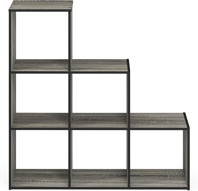 Furinno Pelli 3-2-1 Cubic Storage Cabinet, French Oak Grey/Black