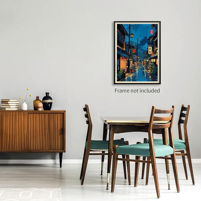 Podafu Japanese Tokyo Tea House Canvas Wall Art - 10L" x 8W" - Unframed - Traditional Japanese Art - Nature - Bedroom, Living Room, Kitchen, Office