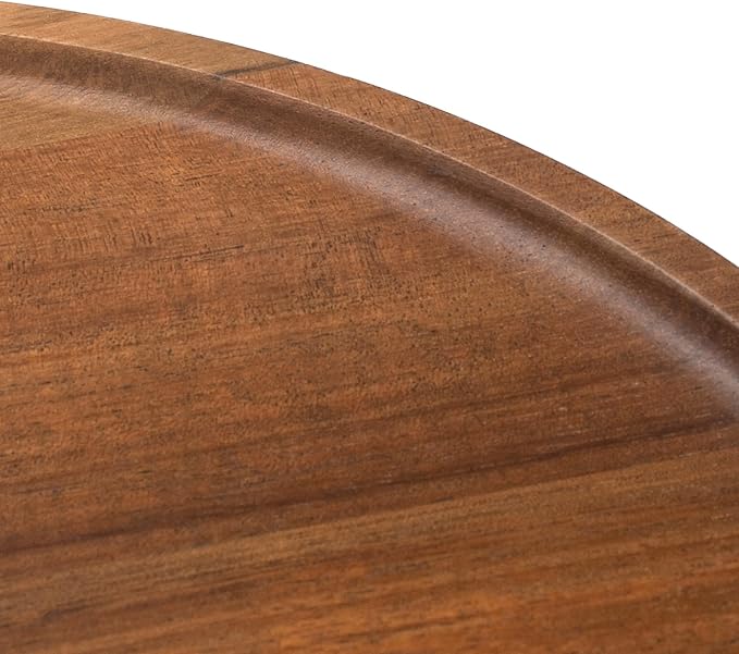 Round Wood Tray, Acacia Wooden Decorative Serving Tray for Coffee Table and Home Decor, Wooden Appetizer Charcuterie Board for Kitchen Countertop (7.9 inch)