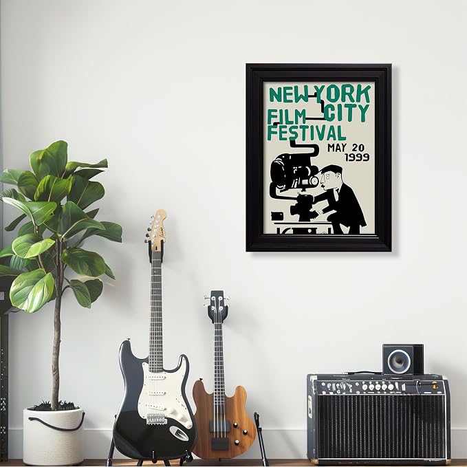 1999 NYC Film Festival Canvas Poster Vintage New York Movie Wall Art Modern Trendy Minimalist Abstract Prints for Apartment Bedroom Dorm Wall Decor 016X20 inch Vintage Framed