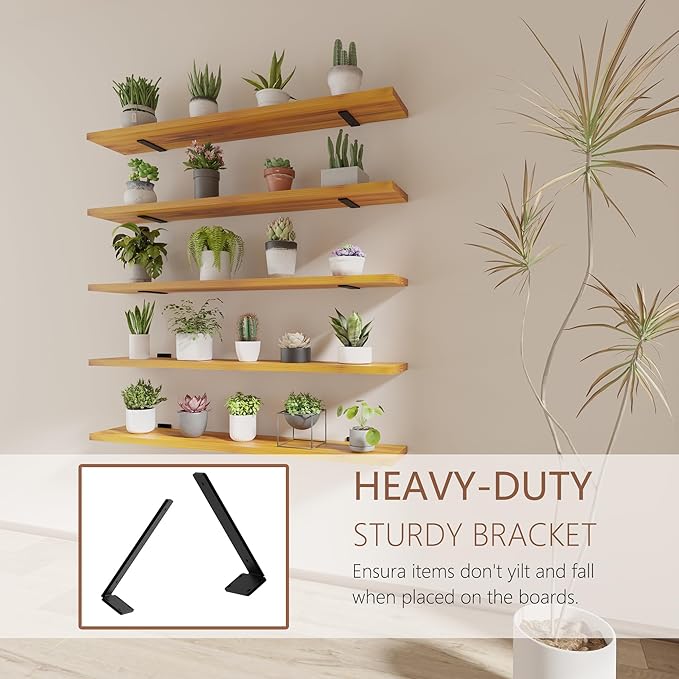 5 Tier Book Shelf,48 inch Long Floating Shelf for Wall,Wall Mounted Bookshelf for Books/Lego/Plants,Solid Wood Adjustable Bookcase