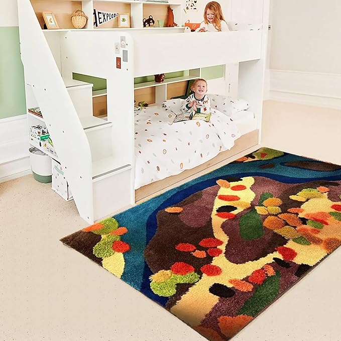 UKELER Colorful Moss Rug for Living Room 3D Shag Moss Area Rugs for Home Decor Non Slip Washable Kids Play Rug Laundry Room Decor 70.8''x37.4''