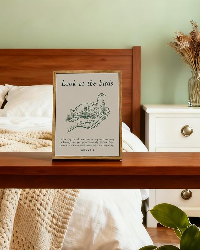 InSimSea Vintage Framed Wall Art Look at this bird Canvas Prints, Vintage Home Decor, Print Framed Painting Picture,For Living Room, Study, And Dining Room Wall Decor 10L x 8W