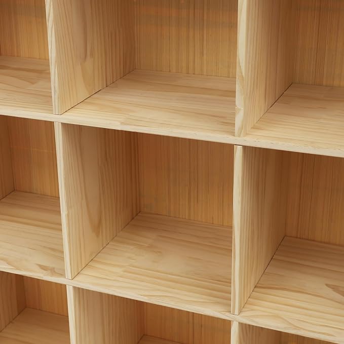 12-Cube Storage Organizer Solid Wood Cube Shelf with Deep Compartments, 220 lbs Capacity Wooden Cubby Bookcase for Living Room, Office, Dorm (12 Cube)