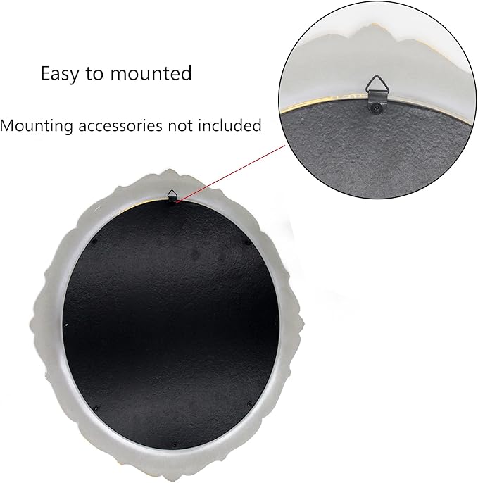 YCHMIR Vintage Decorative Wall Mirror 14.8 x 13.1 Inch Oval Mirror（ Brown）