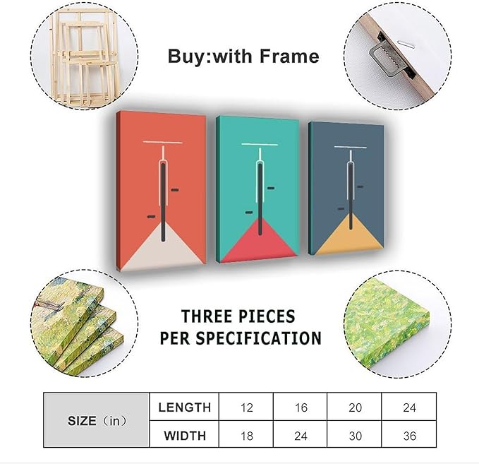 9W Bauhaus Poster Abstract Canvas Wall Art Set of 3 Modern Boho Decor For Bedroom Livingroom Frame-style 12x18inch(30x45cm)