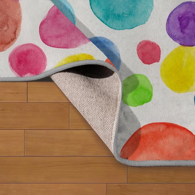 Ansouyi Colorful Non-Slip 5x7ft Area Rugs, Washable Rug Carpet for Living Room Colorful Polka Dot Home Decor Rugs for Game Room Classroom Bedroom Dining Kindergarten Room