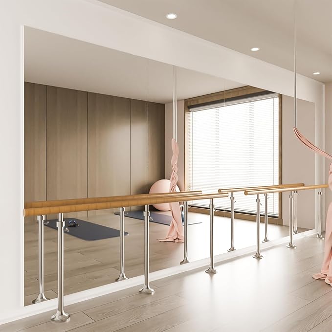 brisafe 71" x 48" (2PCS 71" X 24") Gym Mirror, Full Length Wall Mirror for Gyms, Dance Studio, Home, Yoga - Easy to Install, Lightweight Glassless Nano Mirror, Reduces 60% Commercial Insurance Costs