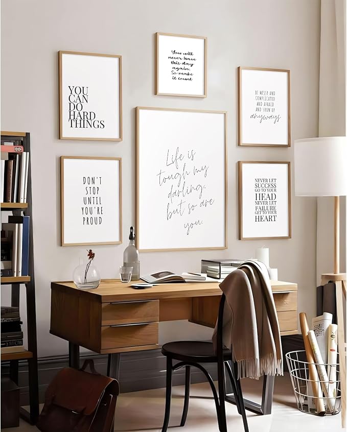 Office Inspirational Wall Art Decor Motivational Quotes Canvas Wall Art Positive Classroom Posters Pictures Office Inspirational Work Artwork for Women Home Bedroom 12x16 Inch Unframed Set of 6