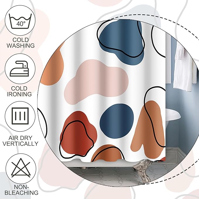 Baocicoo Abstract Bohemian Shower Curtain Pink Red Orange Texture Modern Striped Fashion Minimalism Shower Curtains for Hotel Spa Home Bathtubs Bath Waterproof Fabric with Hooks 48x72 Inches