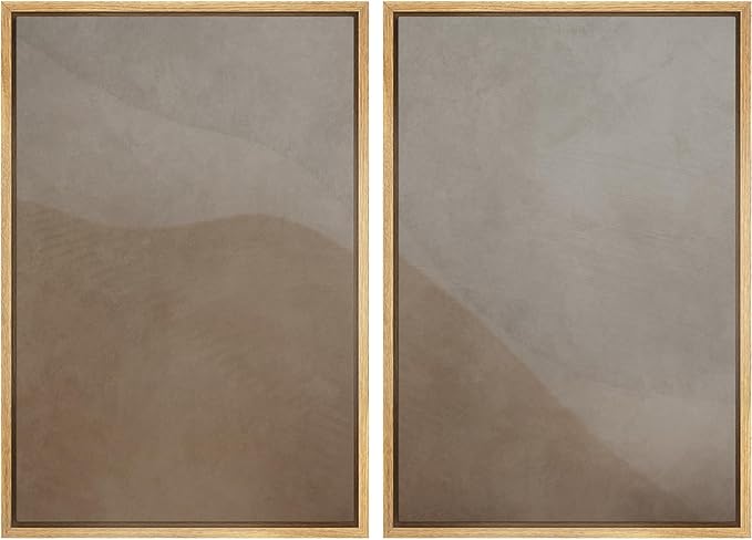 IDEA4WALL Framed Canvas Print Wall Art Set Neutral Earth Tone Abstract Beige and Taupe Color Block Illustrations Modern Art Decorative Calm/Zen for Living Room, Bedroom, Office - 16"x24"x2 Natural