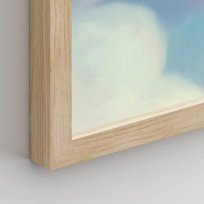 SIGNWIN Framed White Pastel Watercolor Rainbow Sky Clouds Wall Art, Set of 4 Abstract Geometric Wall Decor Prints, Nature Wilderness Wall Décor for Living Room, Bedroom - 11"x14" Natural