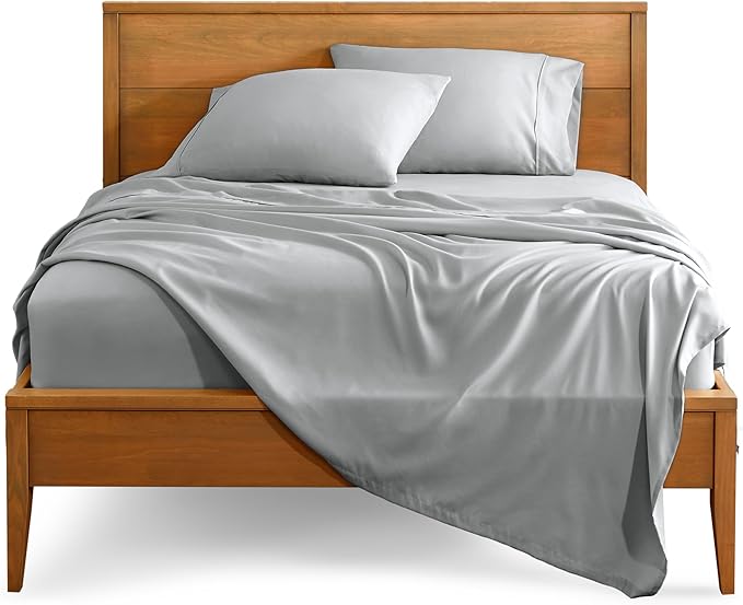 Bare Home Queen Sheet Set - 1800 Ultra-Soft Microfiber Queen Bed Sheets - Double Brushed - Deep Pockets - Easy Fit - 4 Piece Set - Bedding Sheets & Pillowcases (Queen, French Grey)