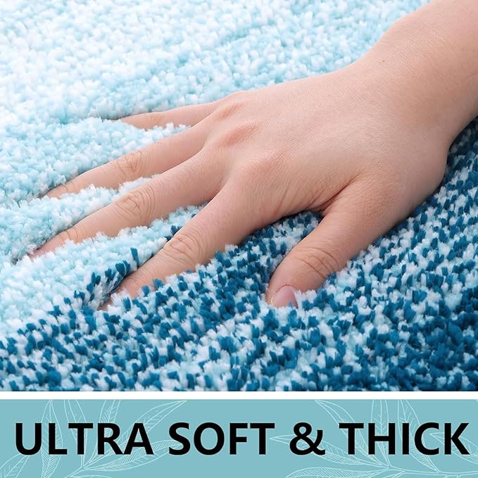 Arotive Microfiber Bathroom Rugs, Shaggy Soft and Absorbent Bath Rug, Non-Slip, Thick Plush Machine Washable Dry Bath Mats for Bathroom, Tub and Shower, 59x24, Peacock Blue, Rectangular