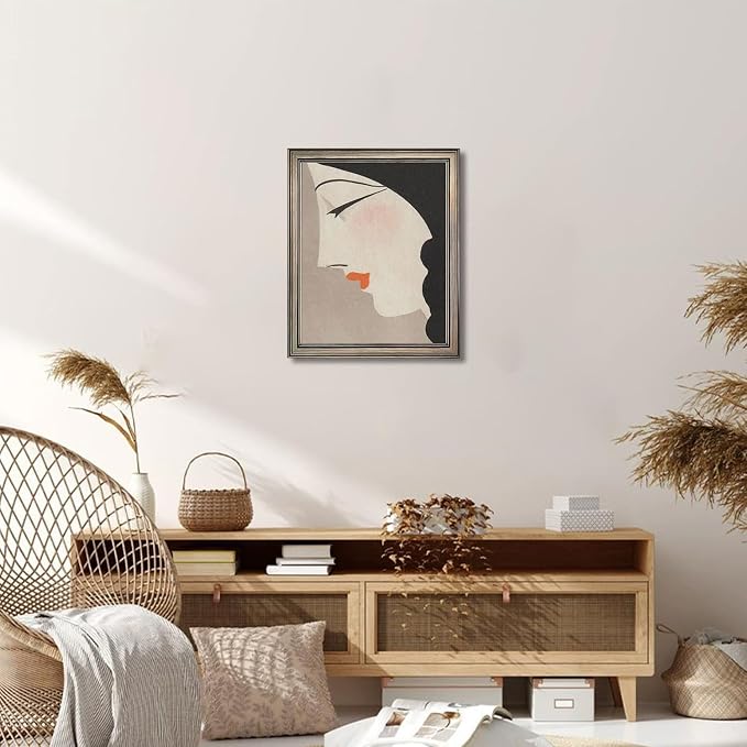 Framed Vintage Japanese Wall Decor Woman Portrait Oil Painting Asian Wall Art Home Decor Girl Room Decor