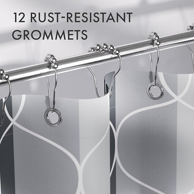 AmazerBath Shower Curtain Grey-Purple, Geometric Multi Color Block Cloth Shower Curtain Sets with 12 Shower Curtain Hooks, Washable Farmhouse Fabric Polyester Bathroom Shower Curtains, 72x72 Inches
