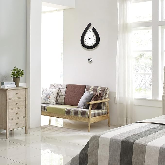 Large Wall Clock for Living Room Decor Big Pendulum Modern Wall Clock Silent Non Ticking Battery Operated 28.7 Inch Clock for Kitchen Bedroom Bathroom Office Indoor Home Decorative