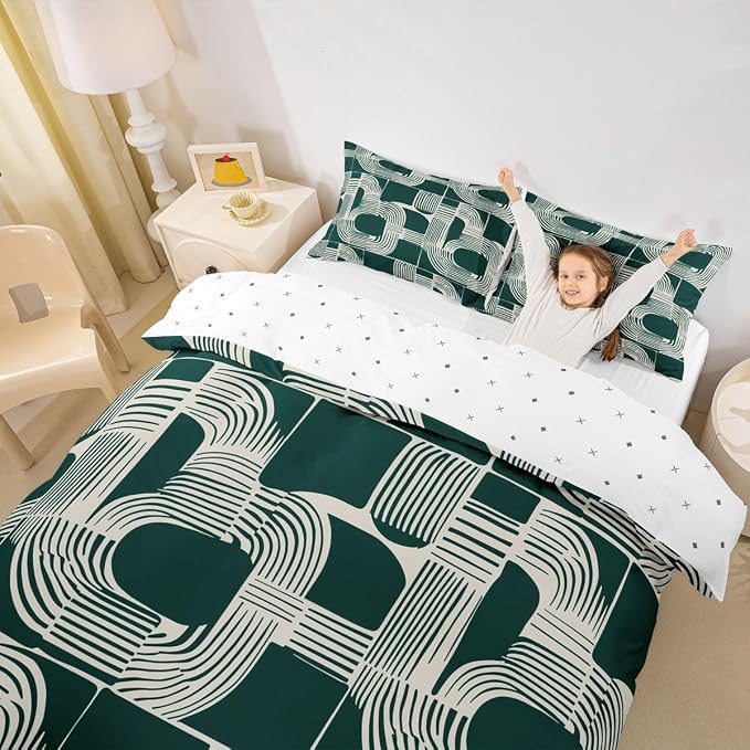 Mid Century Abstract Twin Comforter Cover For Teens Bohemian Geometric Duvet Cover Modern Aesthetics Striped Bedding Set For Kids Boys Adult Women Boho Minimalist Stripes Bed Sets With 1 Pillow Case