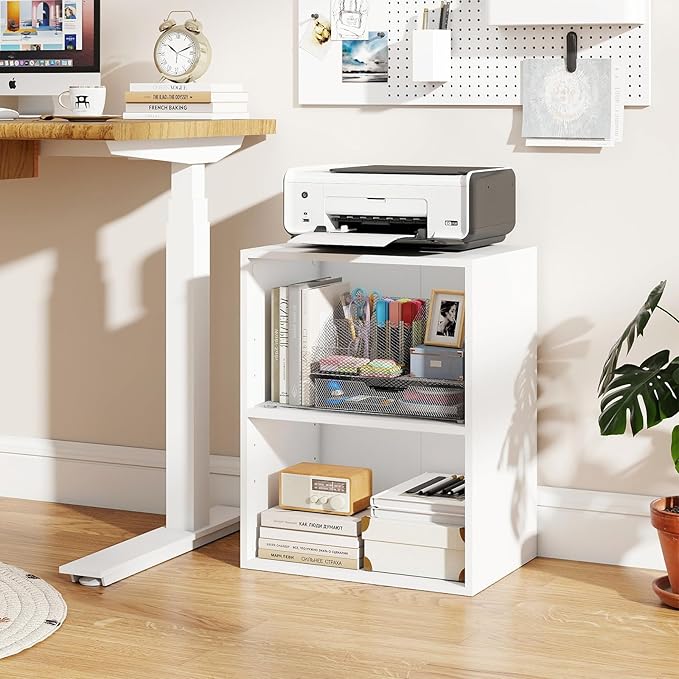 Giantex 2-Cube Bookshelf and Bookcase, 2-Layer Storage Shelf w/Large-Capacity Open Storage Space for Living Room Bedroom Study Office, Multi-Functional Furniture Display Cabinet, White