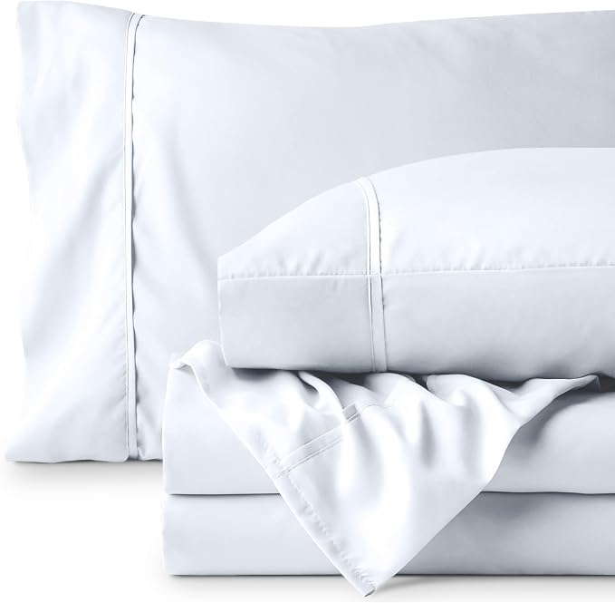 Bare Home Full Sheet Set - 1800 Ultra-Soft Microfiber Full Bed Sheets - Double Brushed - Deep Pockets - Easy Fit - 4 Piece Set - Bedding Sheets & Pillowcases (Full, White)