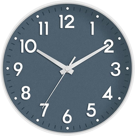 Mosewa Wall Clock 12 Inch, Battery Operated Silent Non-Ticking Modern Analog Clock Decorative for Kitchen, Bedroom, Office, Living Room(Azure Blue)
