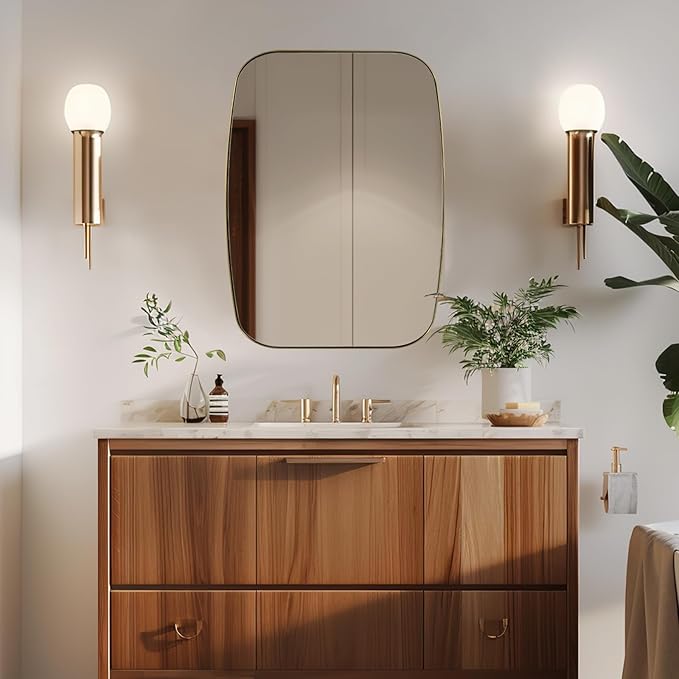 ANDY STAR Oval Mirrors for Bathroom, 24x30 Gold Bathroom Vanity Mirror with Metal Frame, Brass Oblong Mirror for Over Sink, Modern Anti Rust Wall Mounted