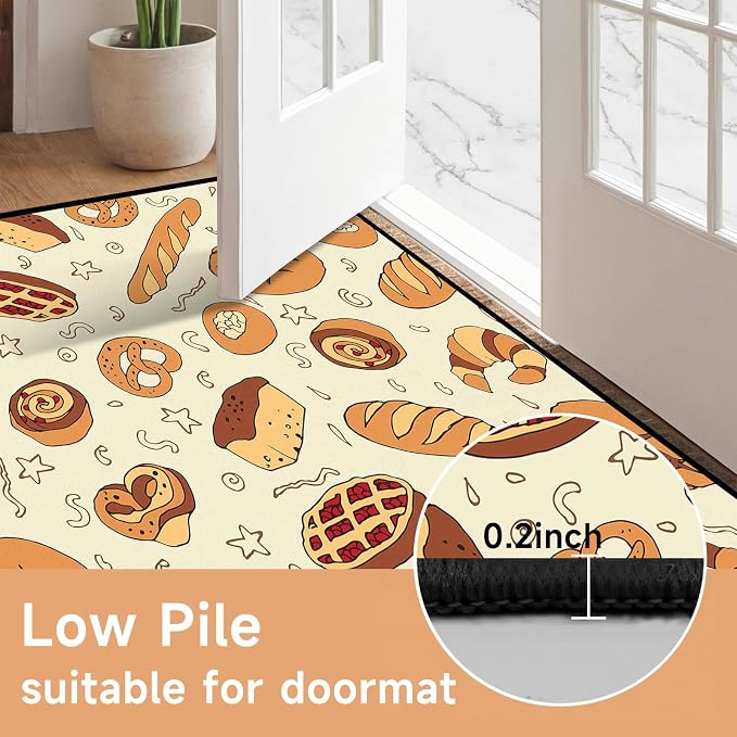 Cute Bread Area Rug 3D Cattoon Carpt Waffle Croissant and Muffin Rugs for Bedroom Living Room Kitchen Nursery Playroom Home Decor Washable Non Slip Floor Mat,4'x6'