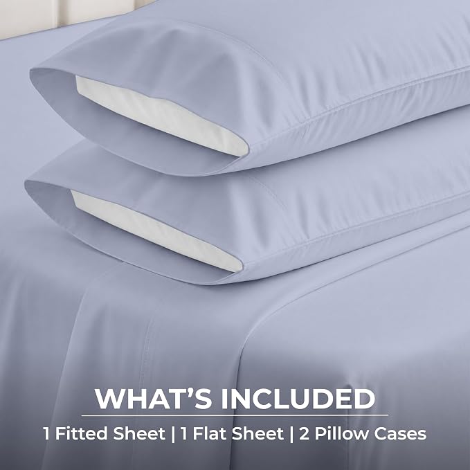 SGI bedding RV Short Queen Sheet Set 60x75, 600 TC Egyptian Cotton, 4 Piece Luxury Hotel Collection, Ultra Soft & Breathable, Fits RV Mattress Camper & Trailer, 15 Inch Pocket, Cornflower Blue