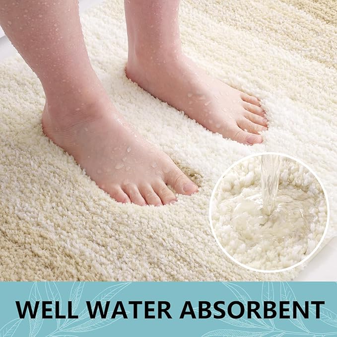Arotive Microfiber Bathroom Rugs, Shaggy Soft and Absorbent Bath Rug, Non-Slip, Thick Plush Machine Washable Dry Bath Mats for Bathroom, Tub and Shower, 54x24, Light Beige, Rectangular