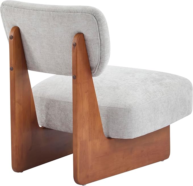 Accent Chairs Set of 2, Mid-Century Modern Chair with Polyester Upholstery, Wood Base with Walnut Finish, Minimalist and Stylish Accent Seating for Living Room, Bedroom, Balcony (Walnut+Gray)