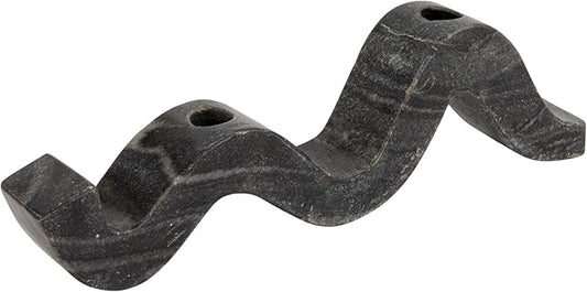 Bloomingville Marble Wave Double Taper Candle Holder, Grey